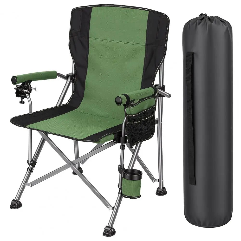 Heavy Duty Folding Fishing Chair With Rod Holder For Camping