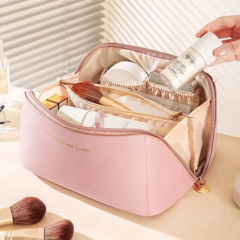 Premium Travel Makeup Organizer Polyester Cosmetic Bag With Zipper