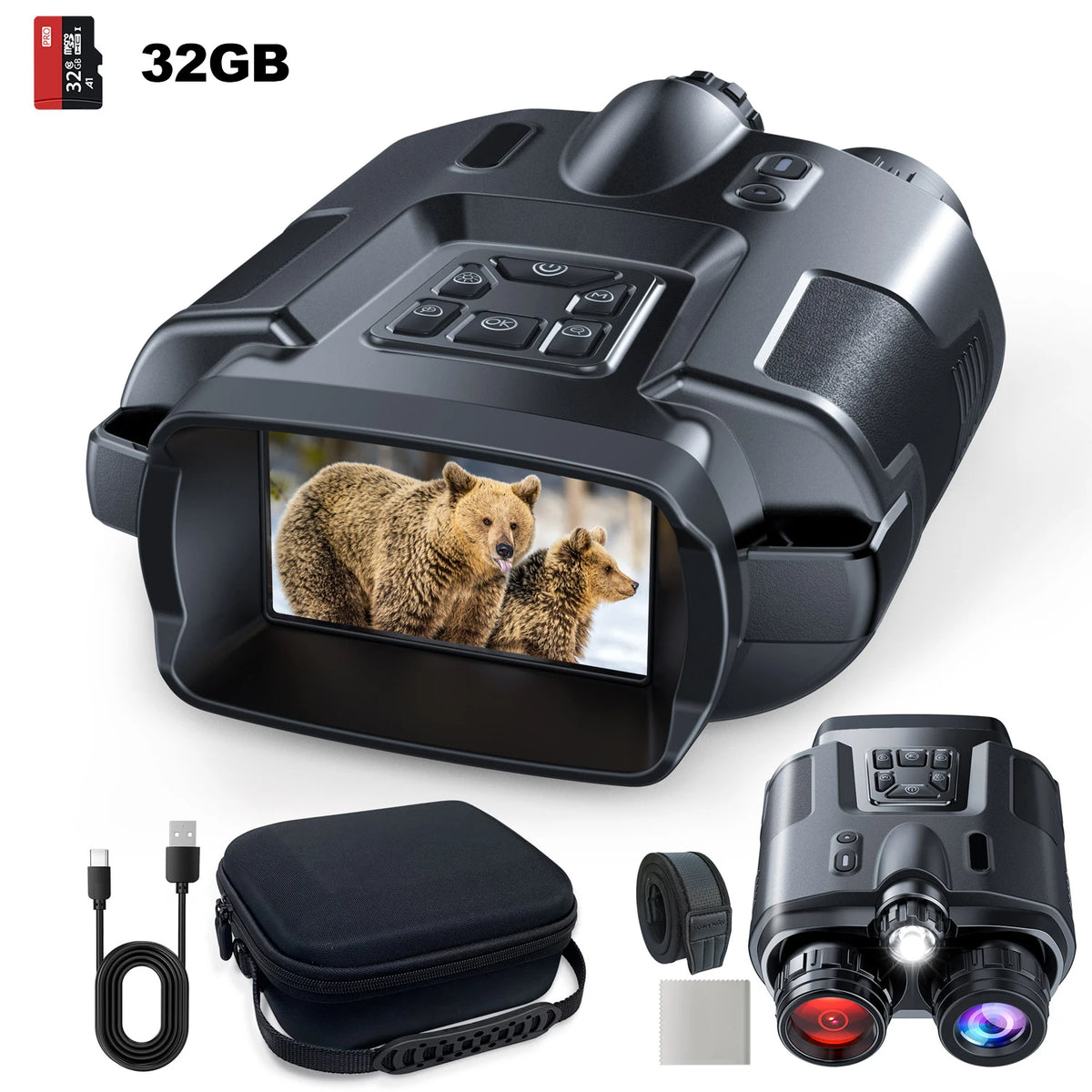 Rechargeable 4K Night Vision Binoculars With Infrared Digital Zoom