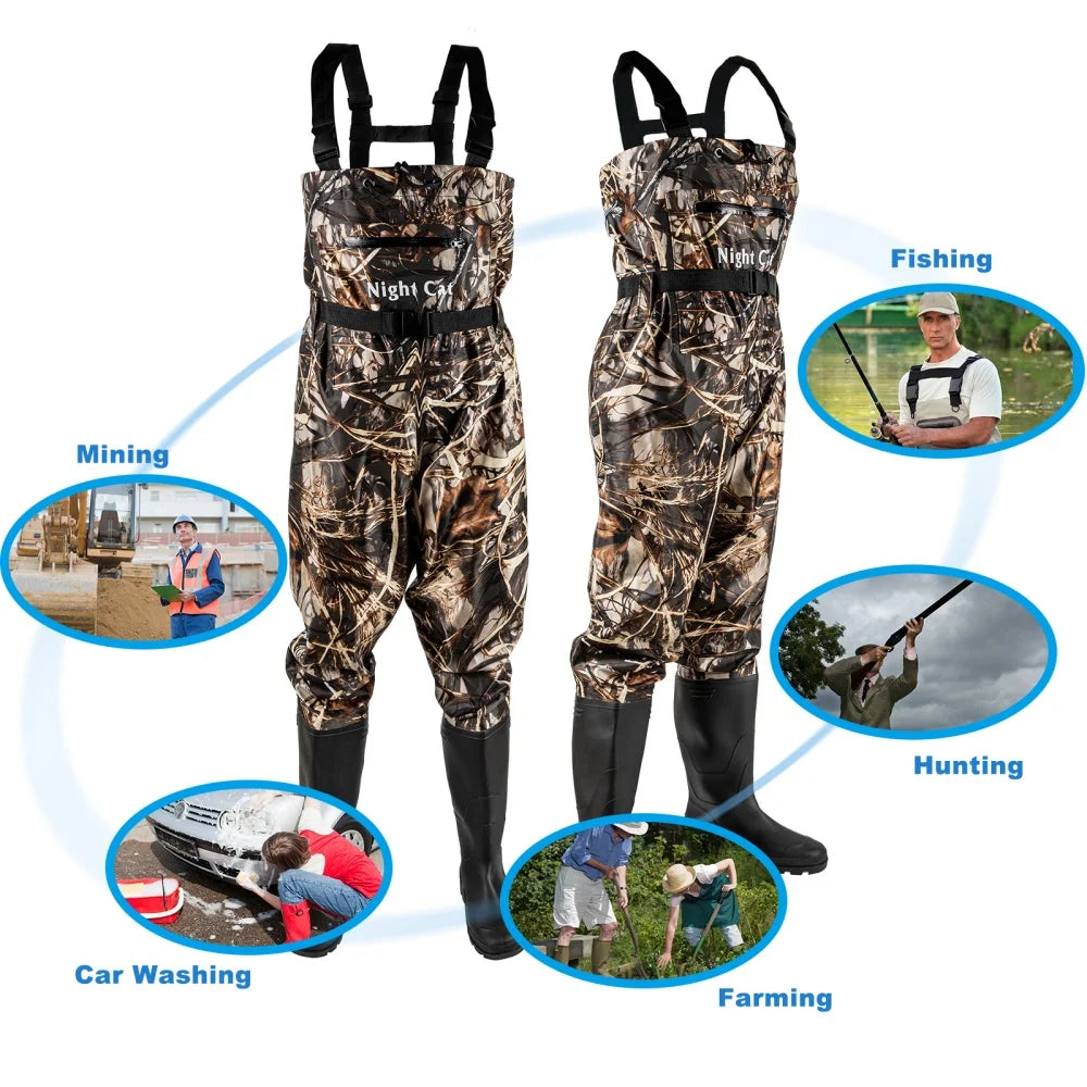 Night Cat Waterproof Chest Fishing Waders With Bootfoot Belt