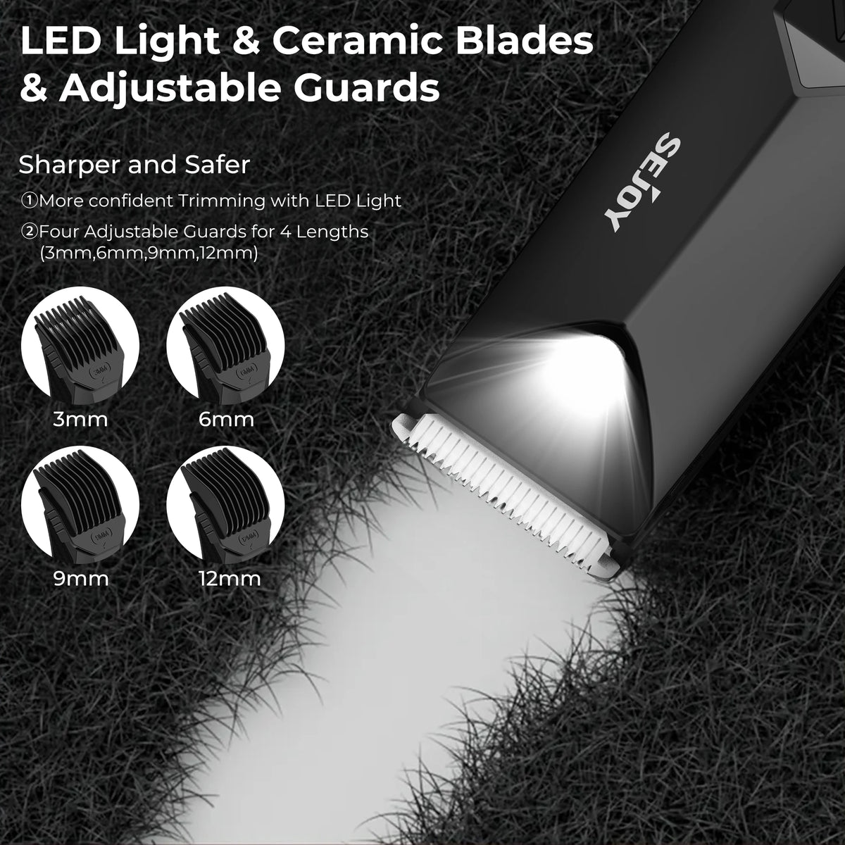 Sejoy Wet Dry Washable Electric Body Hair Trimmer Replaceable Blades
