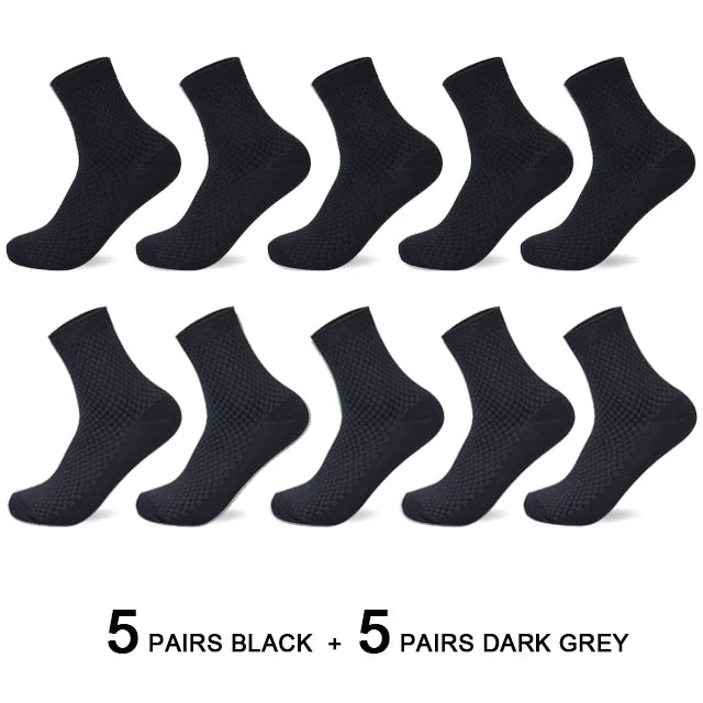 Men's Bamboo Fiber Socks 10 Pairs Pack Comfort Crew Length