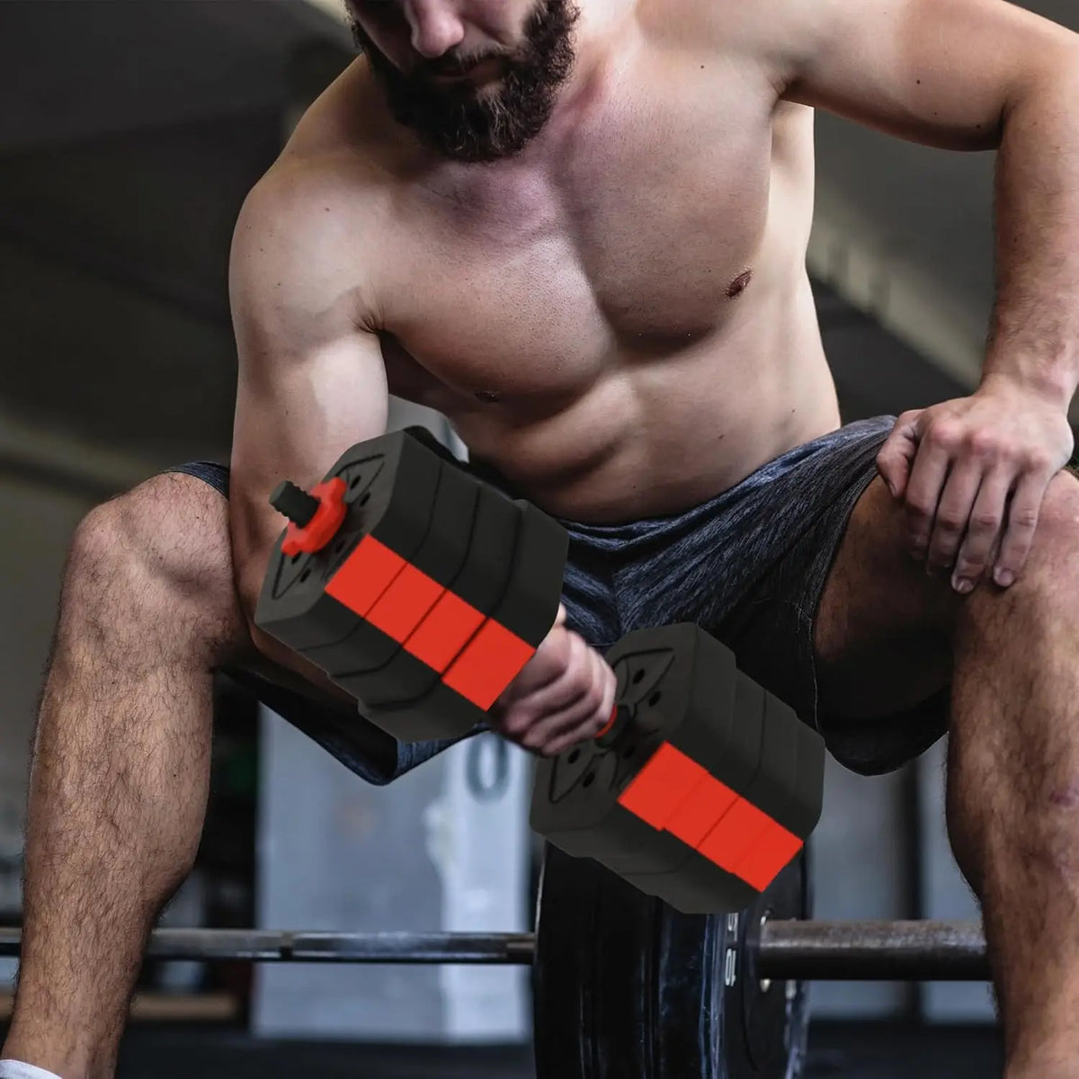 Adjustable Dumbbell Convertible Barbell Rubber Coated Home Gym Set