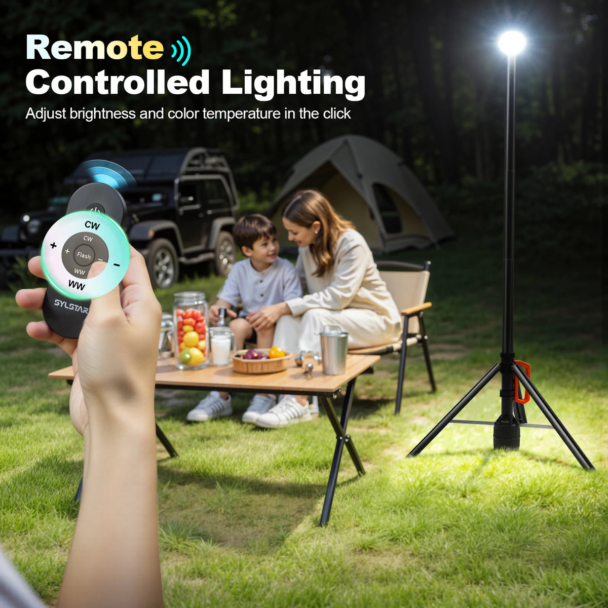 Rechargeable Telescopic Remote Control Dimmable Work Light