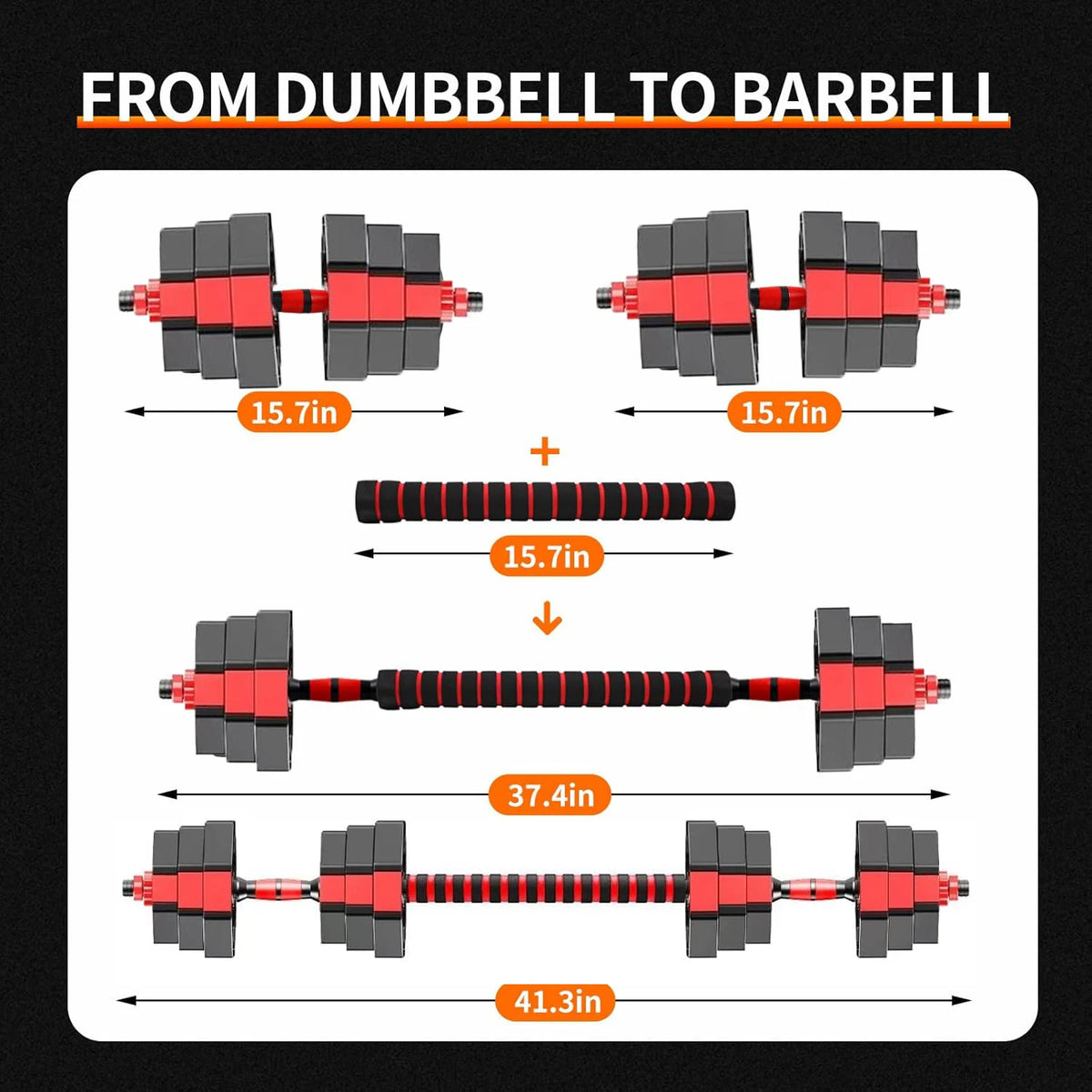 Adjustable Dumbbell Convertible Barbell Rubber Coated Home Gym Set