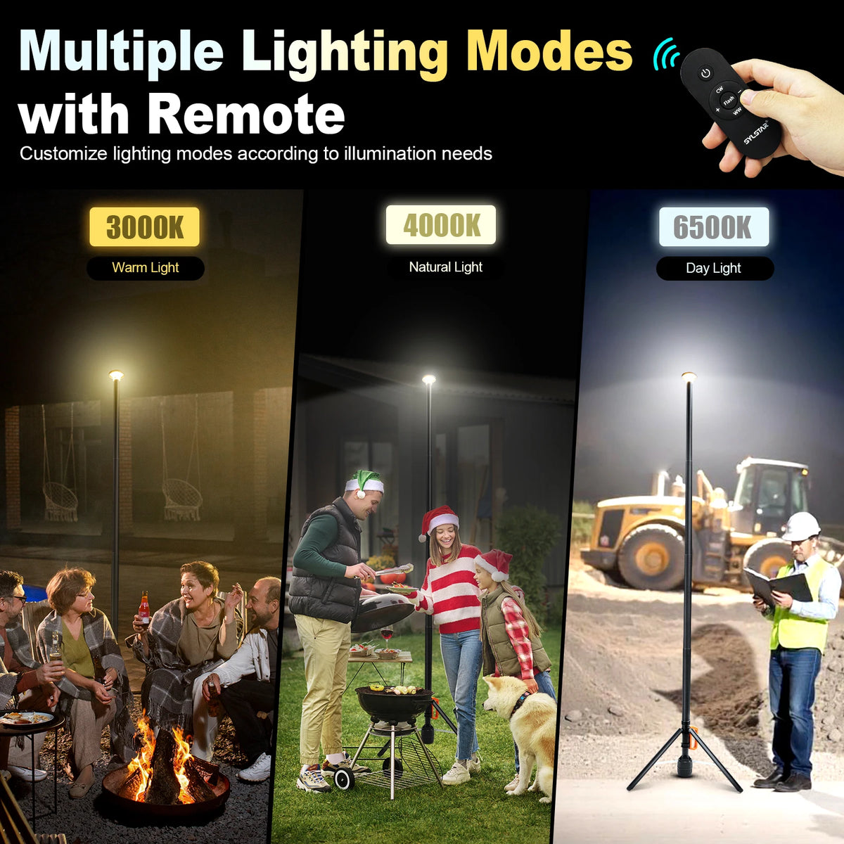 Rechargeable Telescopic Remote Control Dimmable Work Light
