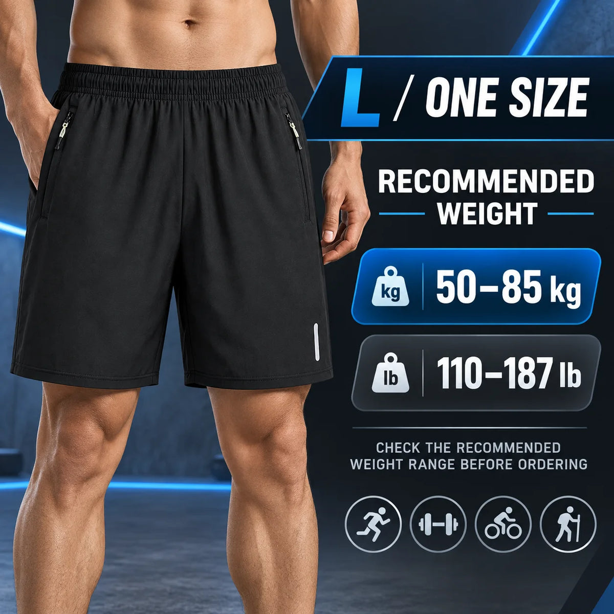 Men's Breathable Quick Dry Running Shorts With Zipper Pockets