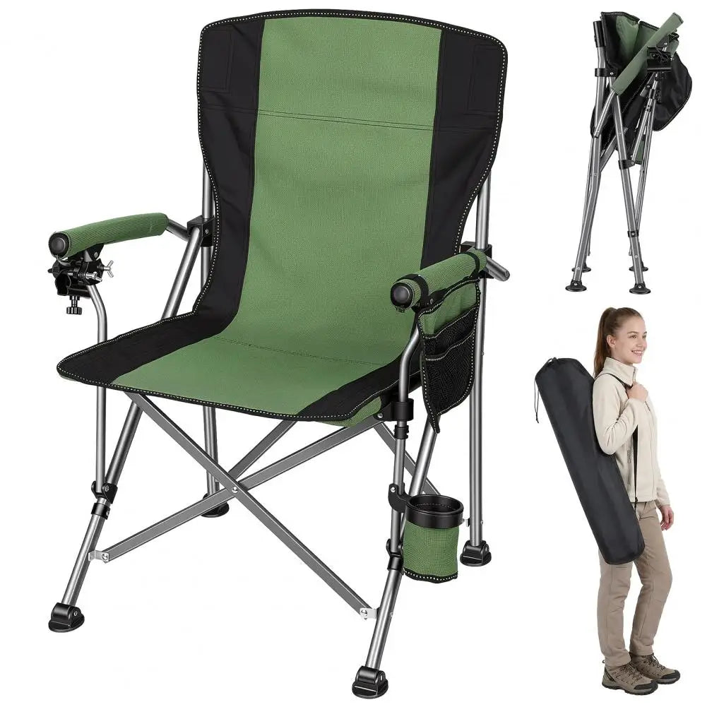 Heavy Duty Folding Fishing Chair With Rod Holder For Camping