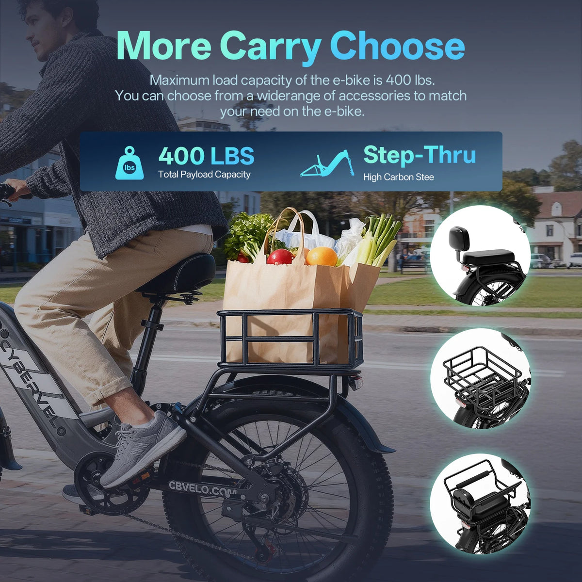 Cybervelo 1500W Step Thru Commuter Electric Bike Long Range