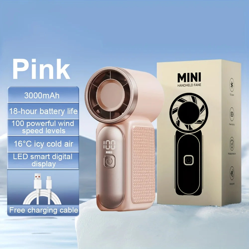 Portable Rechargeable Handheld Fan With Six Adjustable Speed Settings