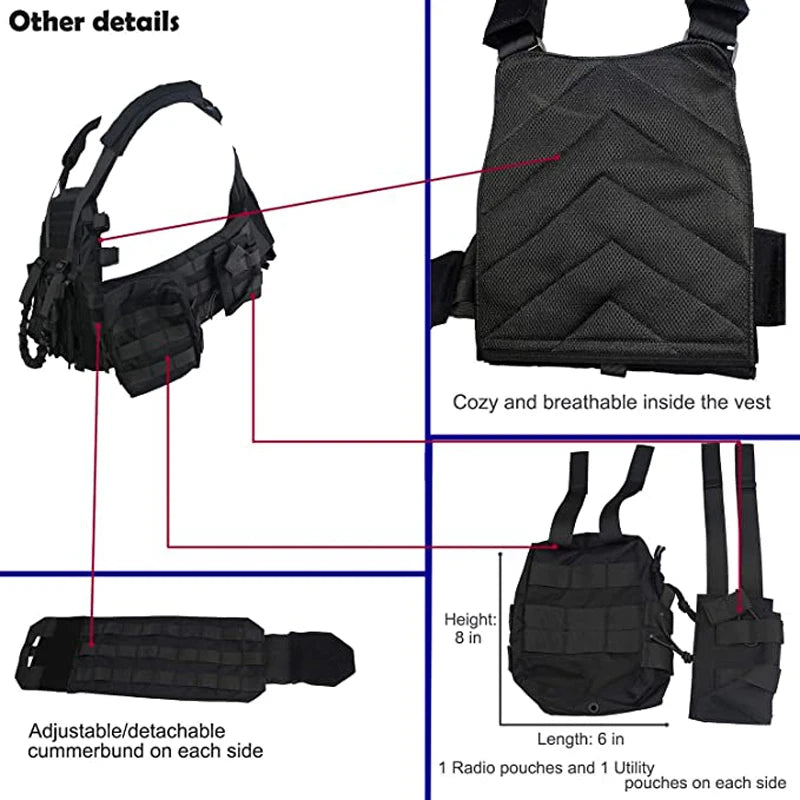 Lqarmy Adjustable Modular Plate Carrier Tactical Vest For Hunting