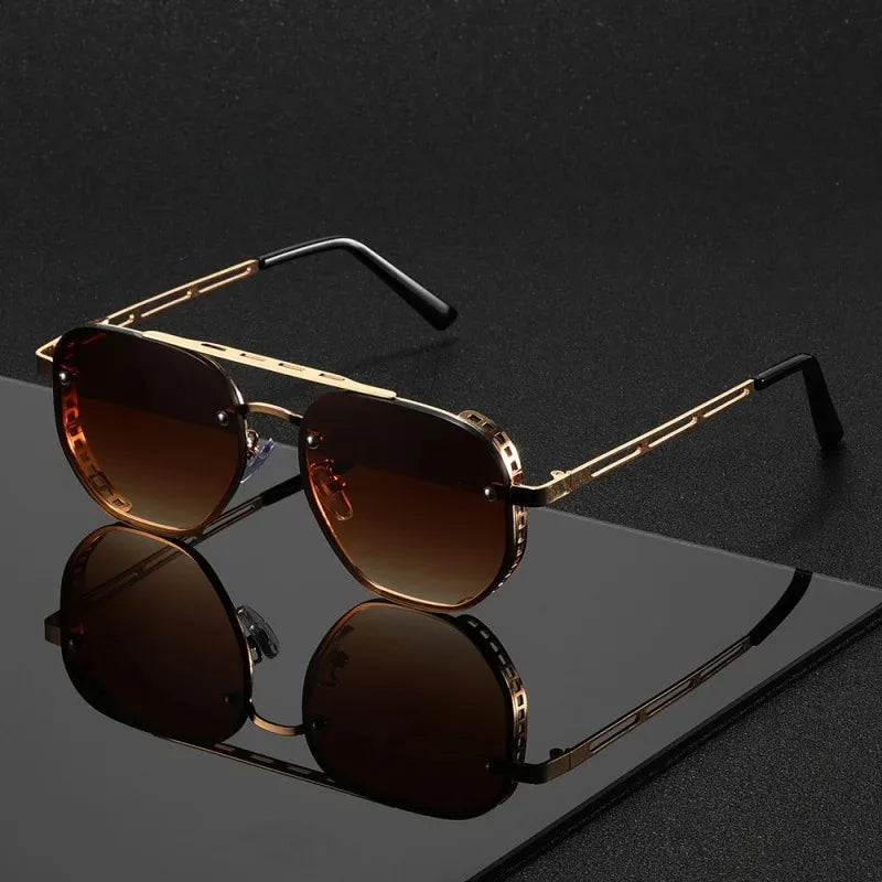 OPUYYM Classic Double Beam Metal Sunglasses Unisex Design
