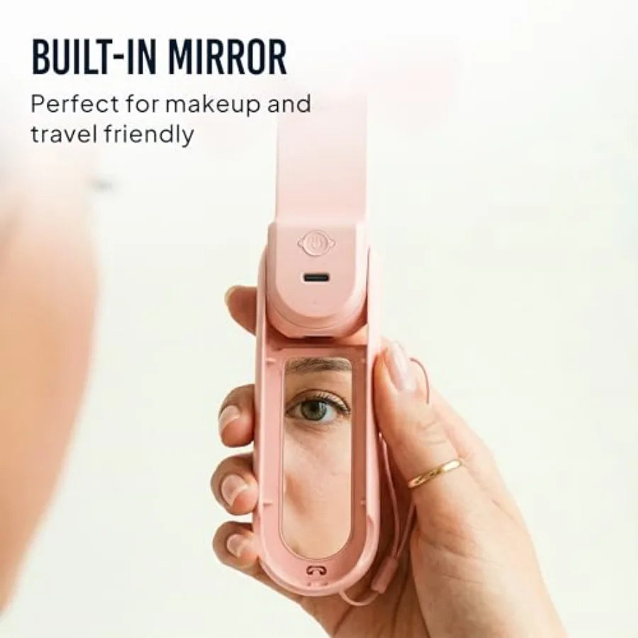 Handheld Fan With Mirror And Flashlight USB Rechargeable Portable