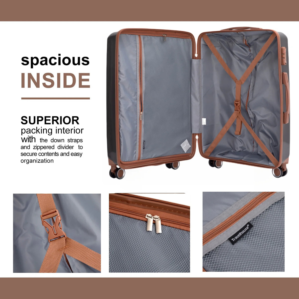 Travelhouse Hardcase Spinner Luggage Set With TSA Lock