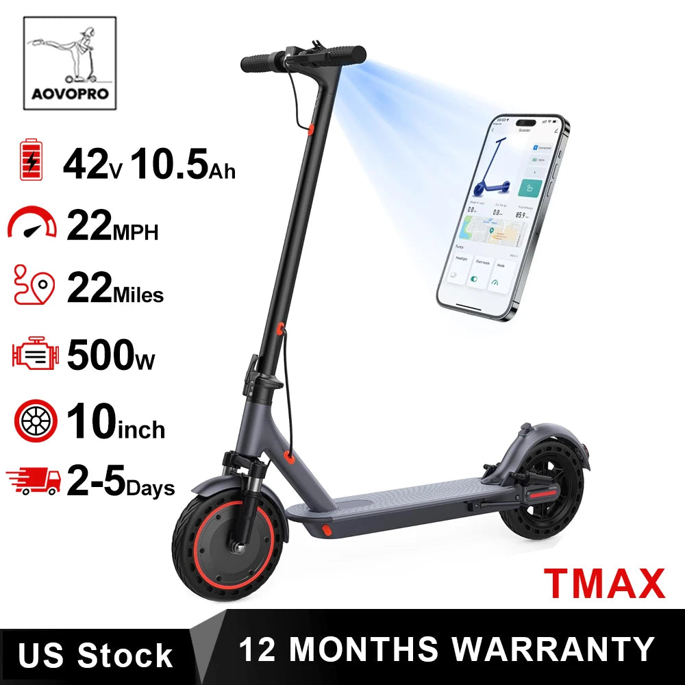 AOVOPRO 500W Folding Electric Scooter With Smart App Control