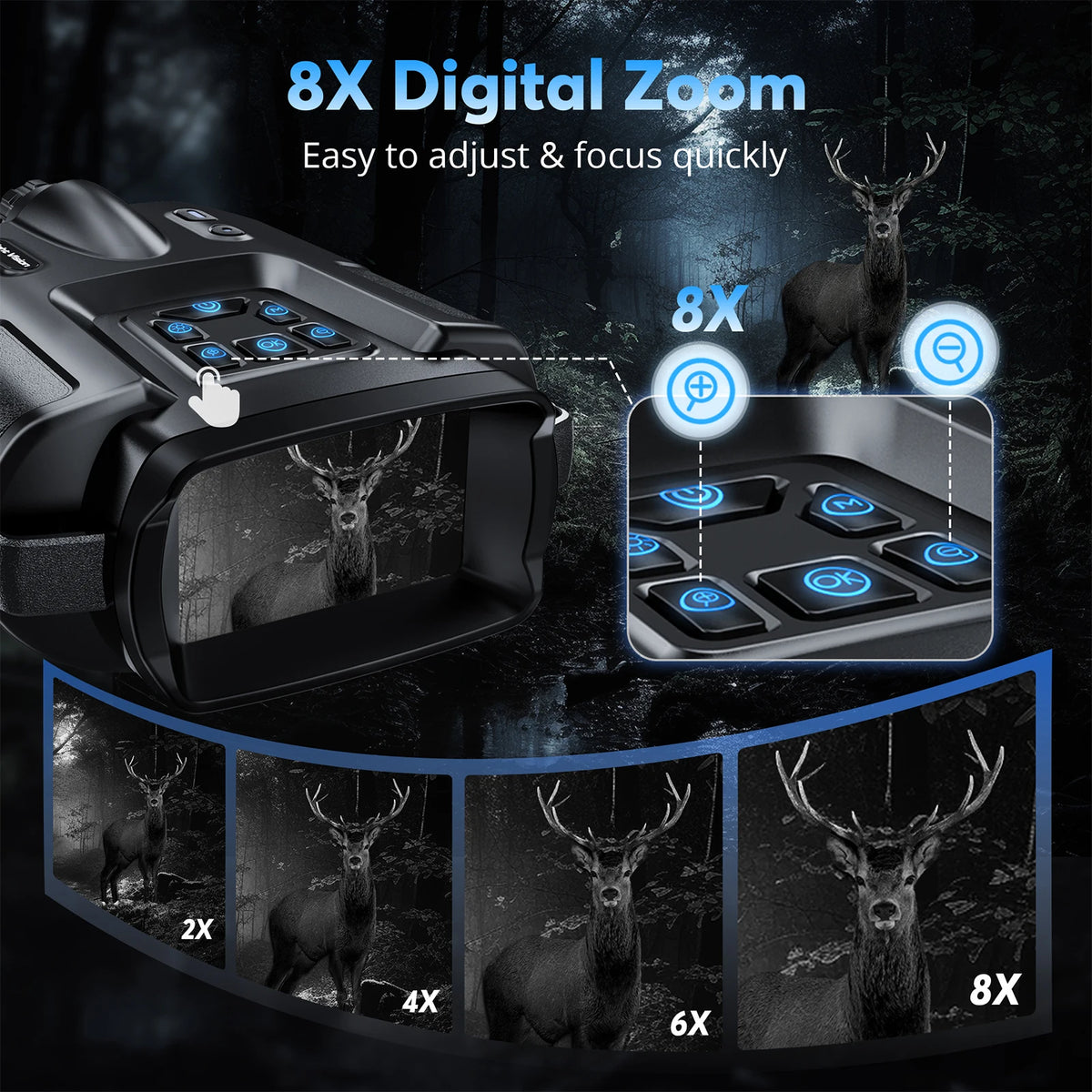 Rechargeable 4K Night Vision Binoculars With Infrared Digital Zoom