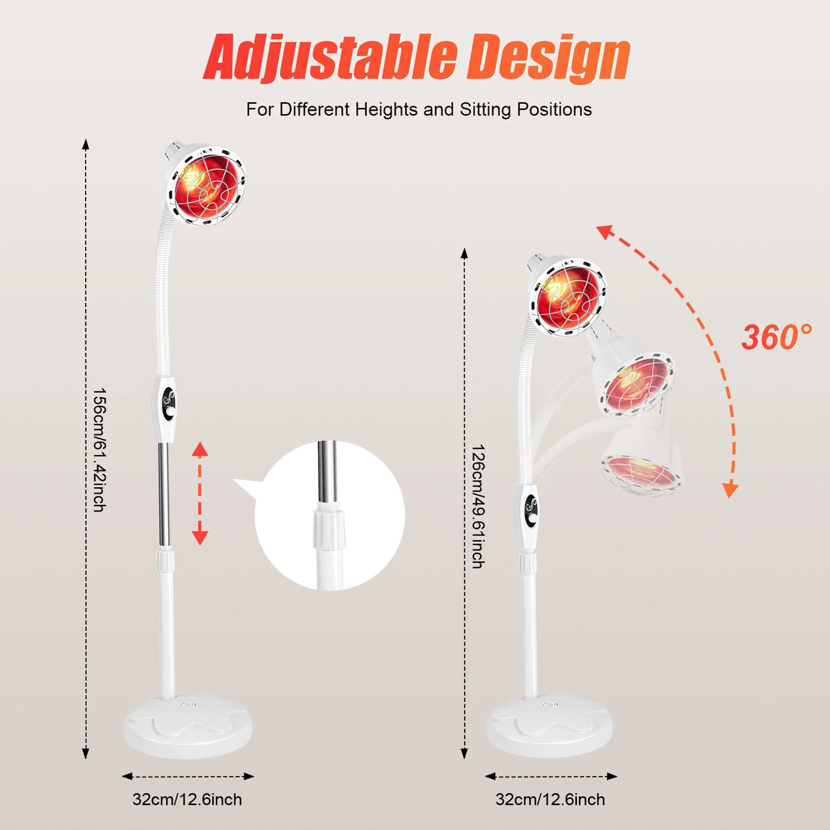 Adjustable Far Infrared Heat Lamp For Muscle Pain Relief