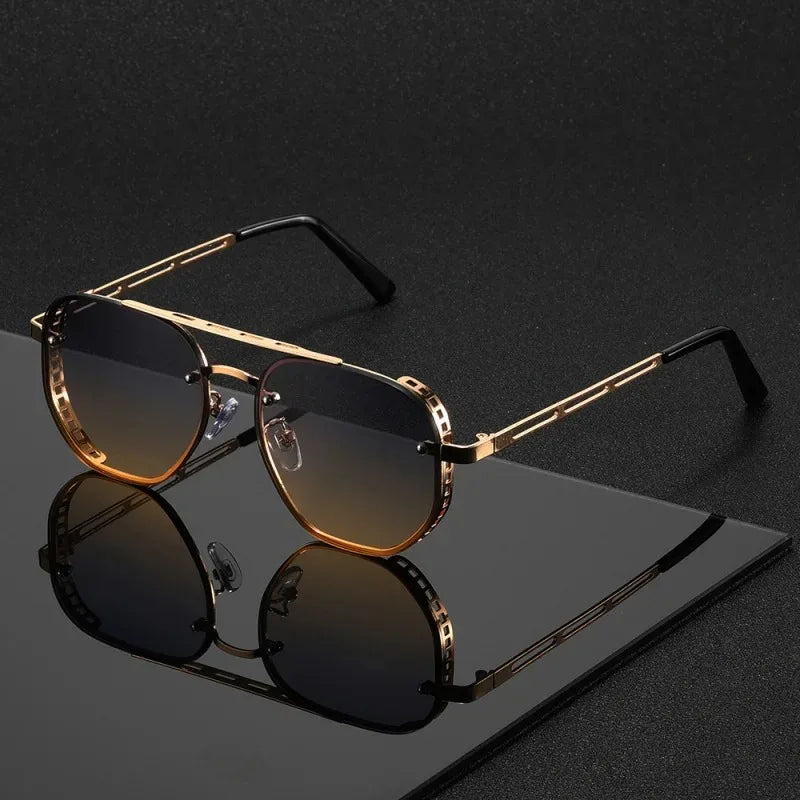 OPUYYM Classic Double Beam Metal Sunglasses Unisex Design