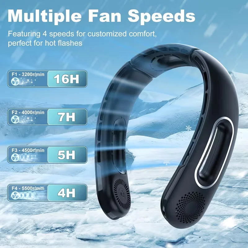 USB Rechargeable Bladeless Neck Fan For Portable Outdoor Cooling