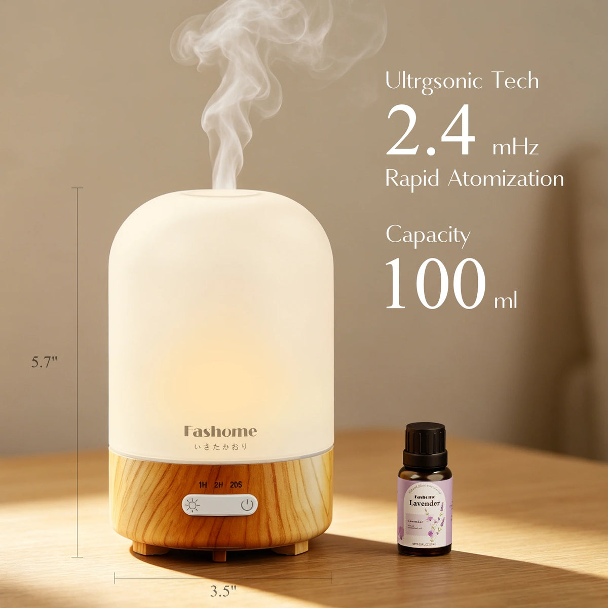 Fashome Ultrasonic Essential Oil Glass Aroma Diffuser And Humidifier