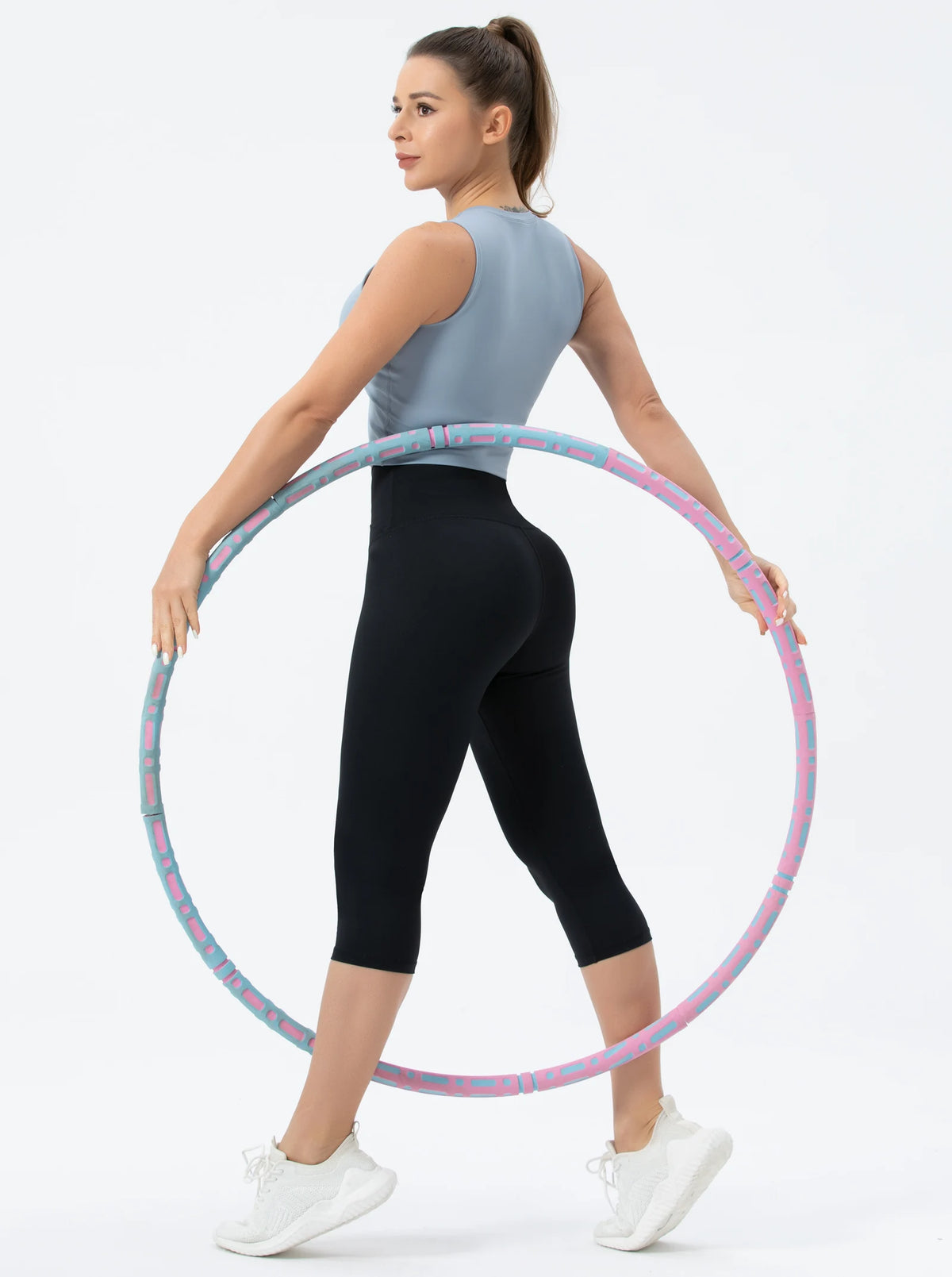 THE GYM PEOPLE Women's V Cross Waist Yoga Capris Leggings