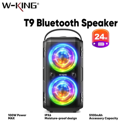W-King 180W Portable Bluetooth Speaker With Subwoofer And Wireless Playback