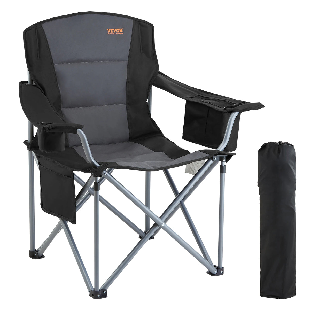 Vevor Portable Folding Chair With Padded Arms For Picnic