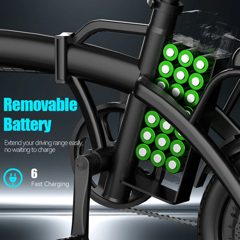 Compact Foldable Electric Bike With Rear Disc Brake And Cargo Basket