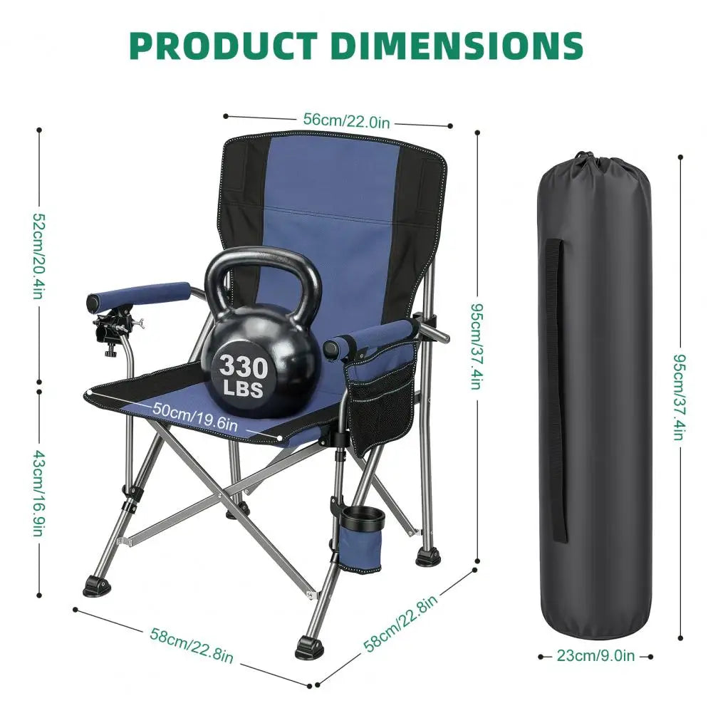 Heavy Duty Folding Fishing Chair With Rod Holder For Camping