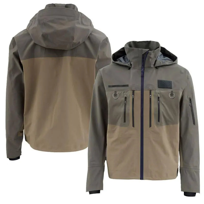 Drryfsh Waterproof Hooded Wading Jacket Featuring Storage Pockets