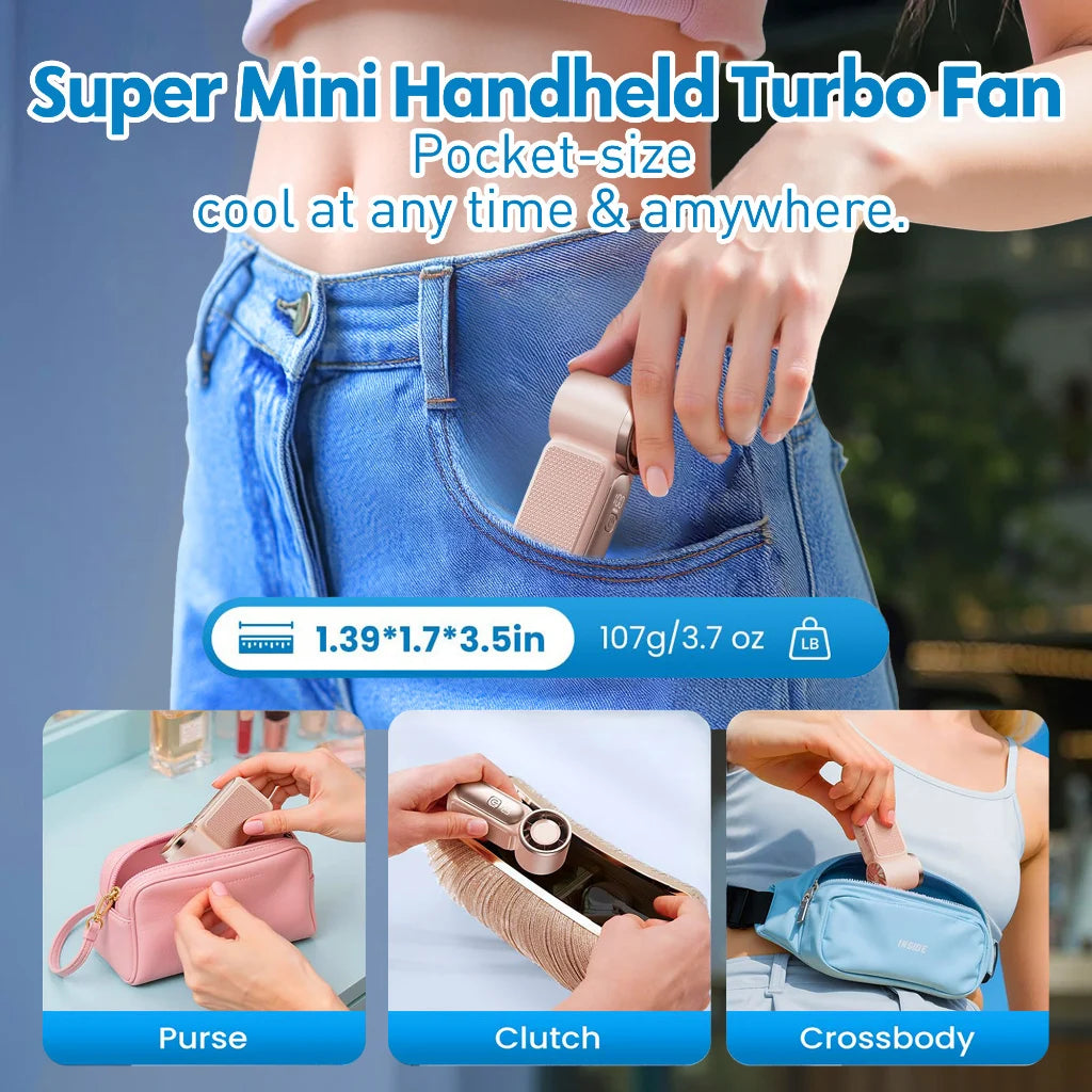 Portable Rechargeable Handheld Fan With Six Adjustable Speed Settings