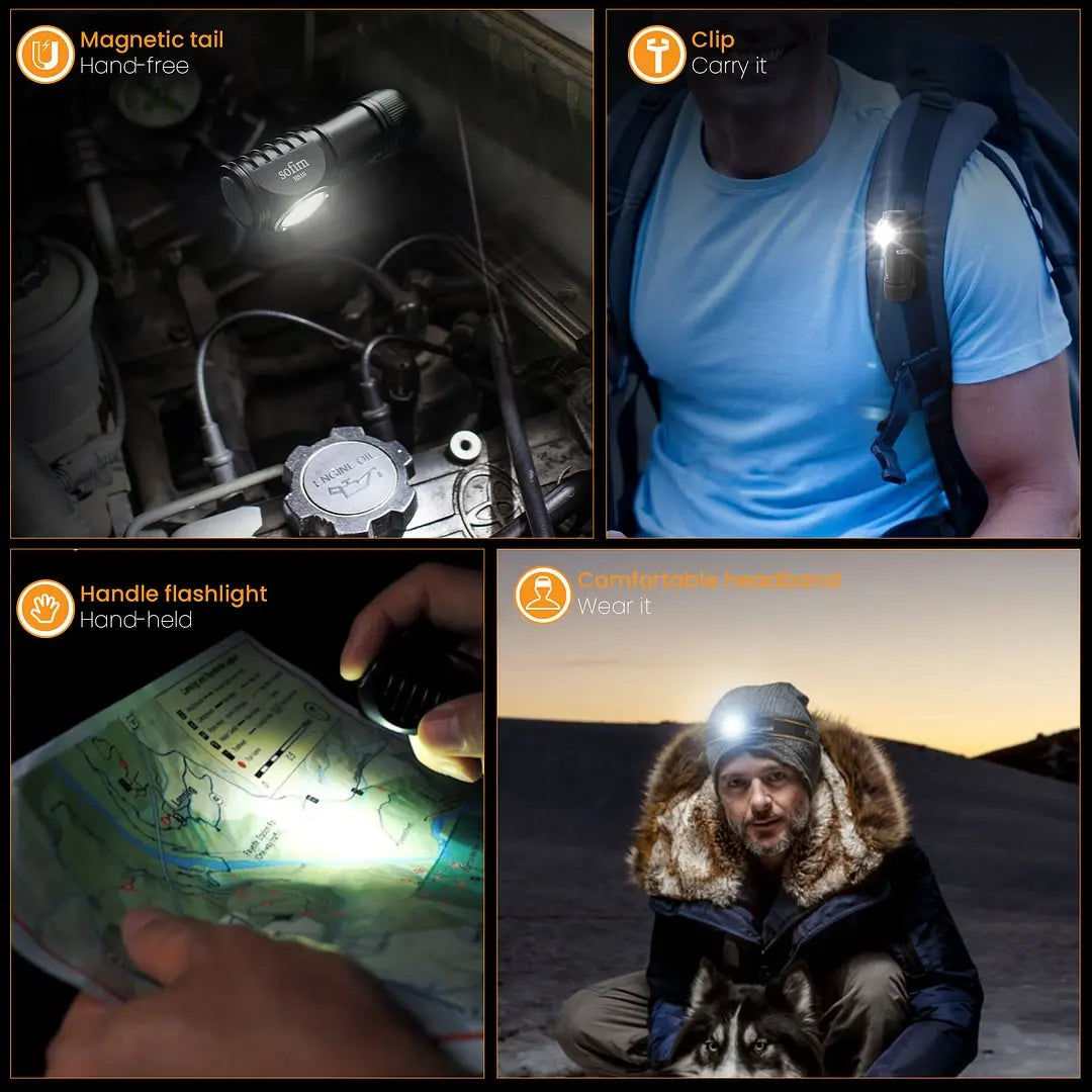 Sofirn HS10 Rechargeable LED Headlamp With Magnetic Tail