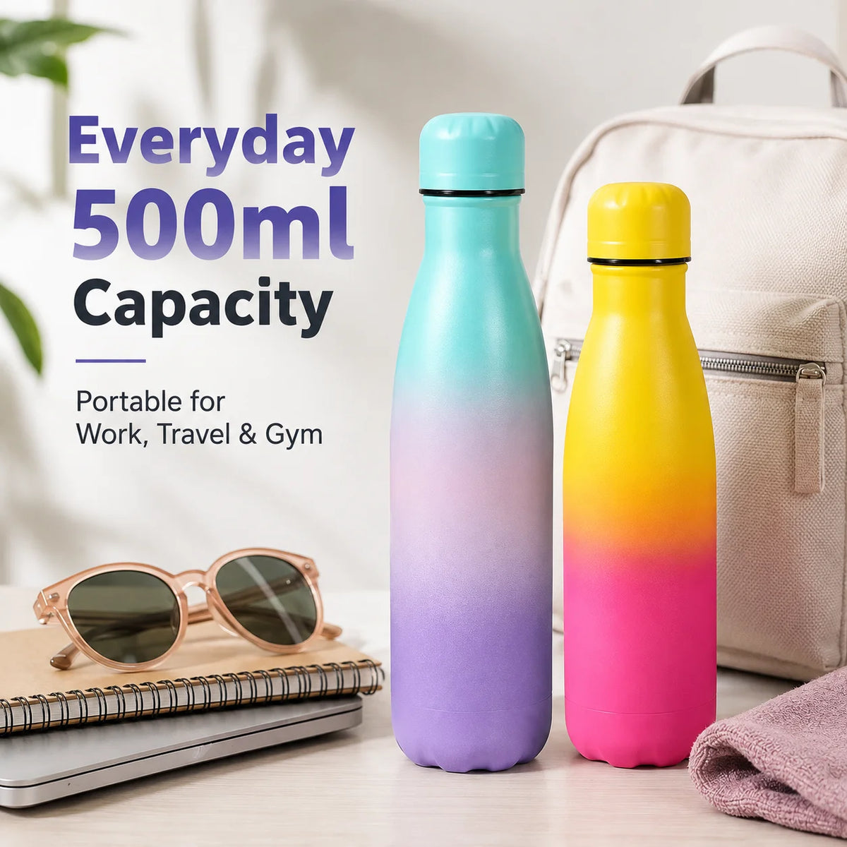 Double Wall Vacuum Insulated Stainless Steel Leak Resistant Water Bottle