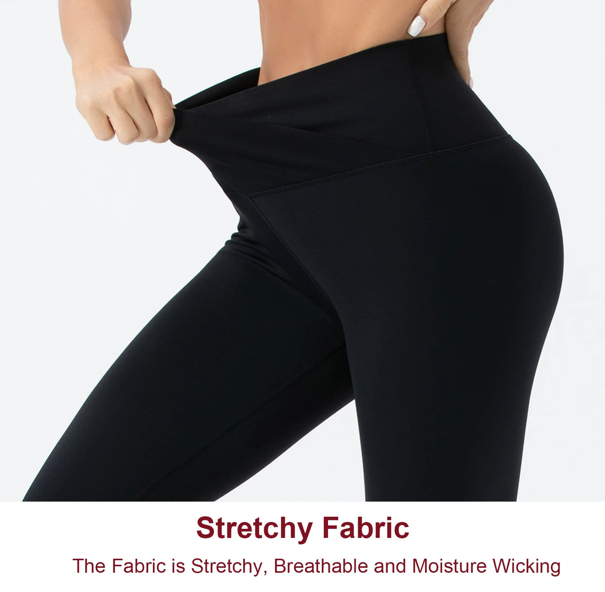 THE GYM PEOPLE Women's V Cross Waist Yoga Capris Leggings