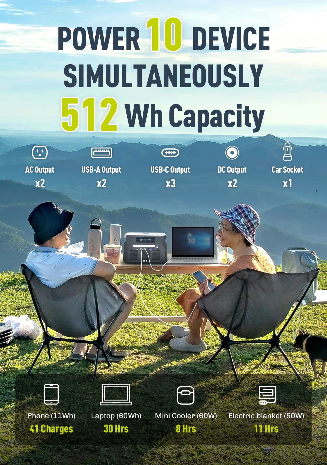 IEE 800W Portable Power Station Featuring 512Wh Reliable Backup Power