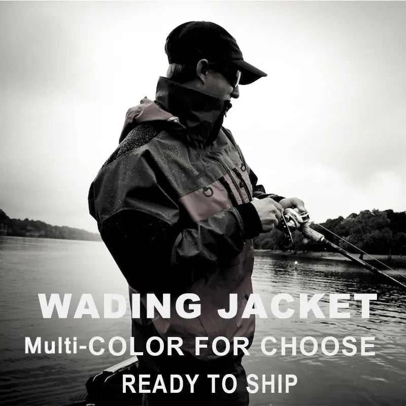 Drryfsh Waterproof Hooded Wading Jacket Featuring Storage Pockets