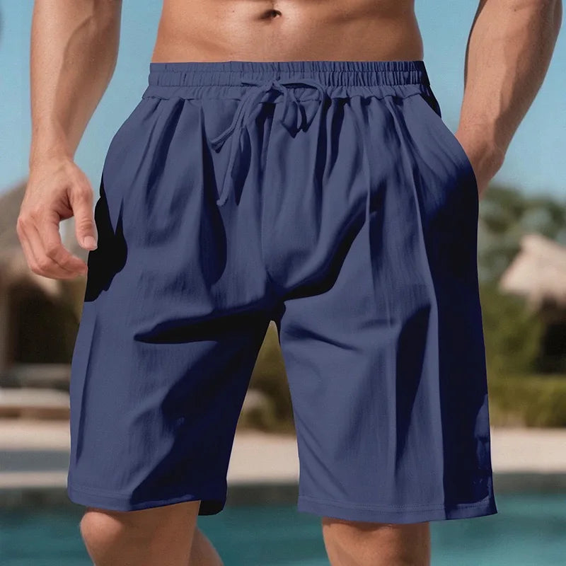 Men's Quick Dry Linen Swim Trunks With Side Pockets