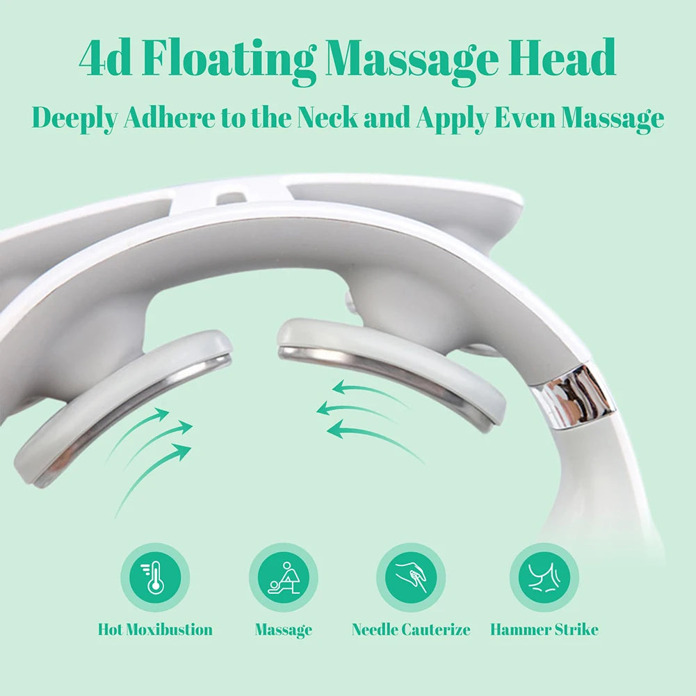 Four Head Pulse Heating Cervical Neck Massager Usb Rechargeable