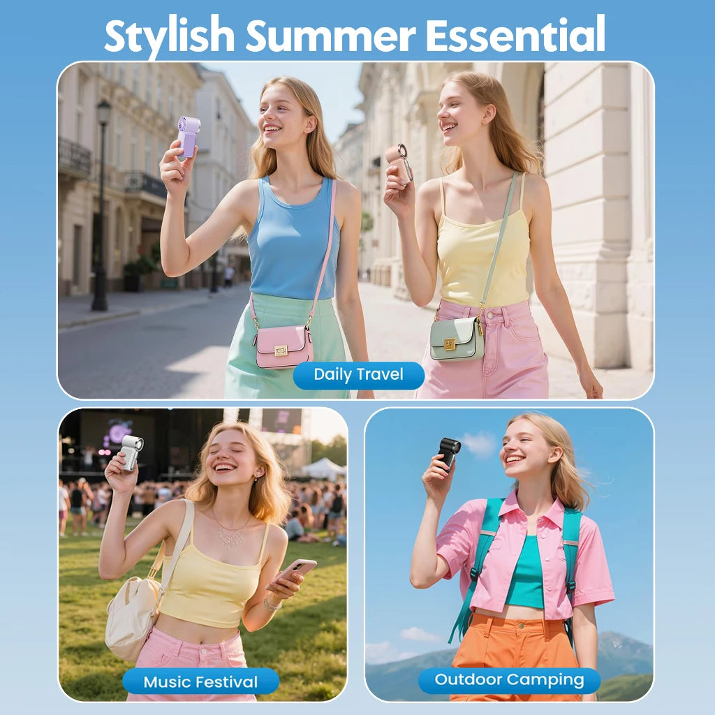 Portable Rechargeable Handheld Fan With Six Adjustable Speed Settings