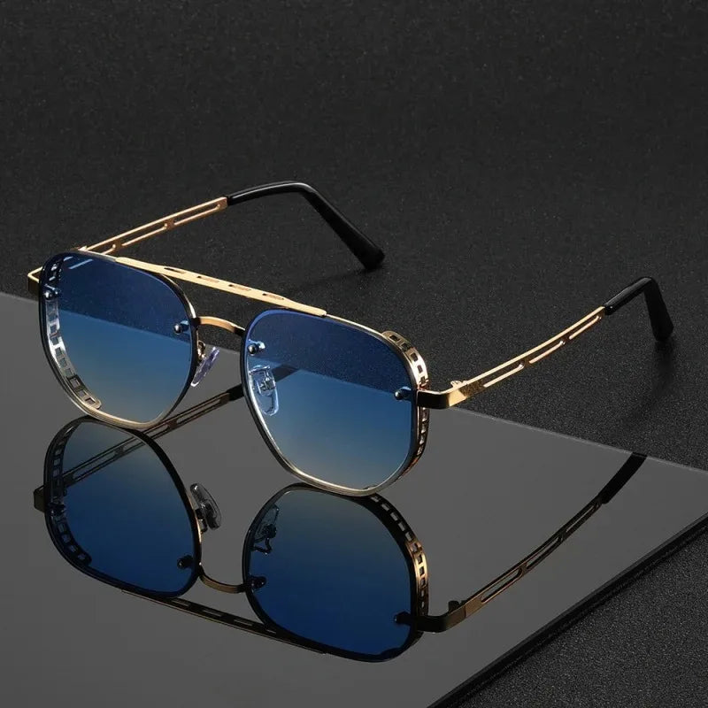 OPUYYM Classic Double Beam Metal Sunglasses Unisex Design