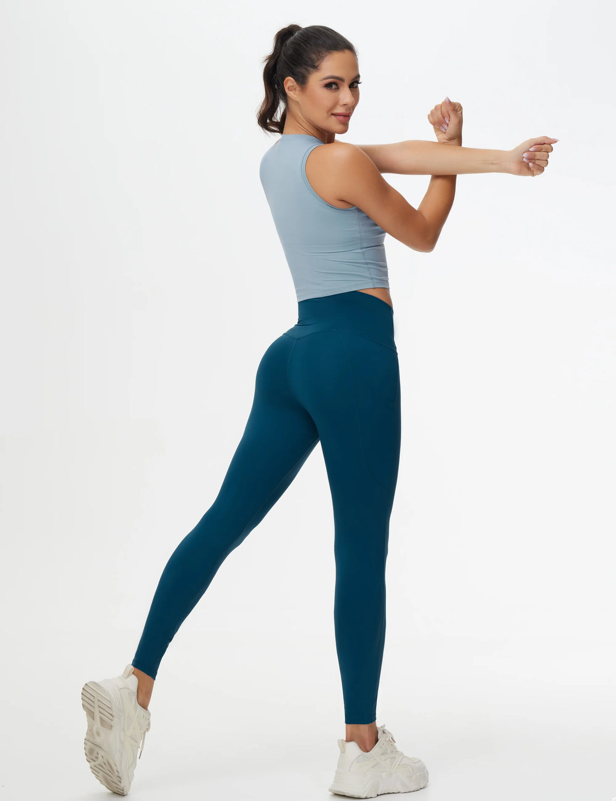THE GYM PEOPLE Women's Cross Waist Tummy Control Yoga Leggings