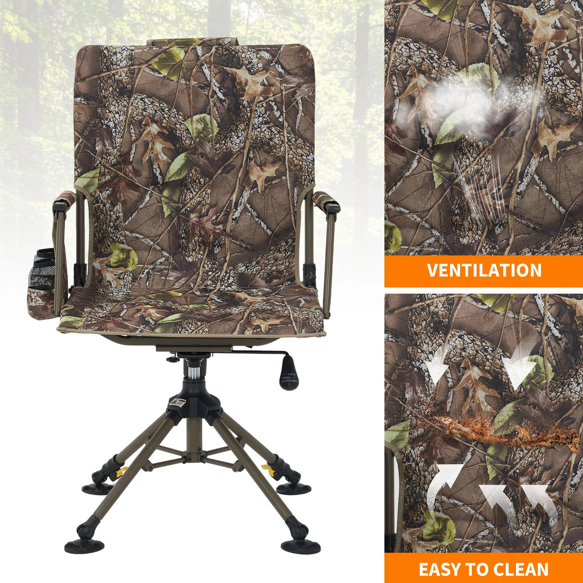 HOSSLLY 360 Degree Swivel Camping Chair with Mesh Backrest