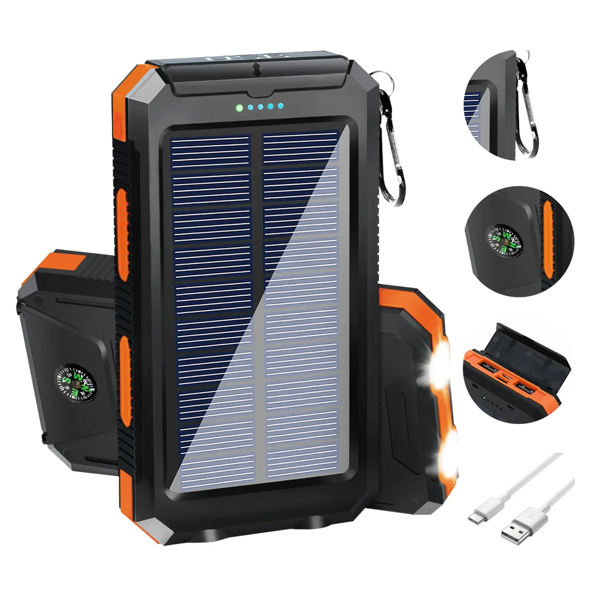Solar Charging Power Bank With Dual USB Type C Outputs