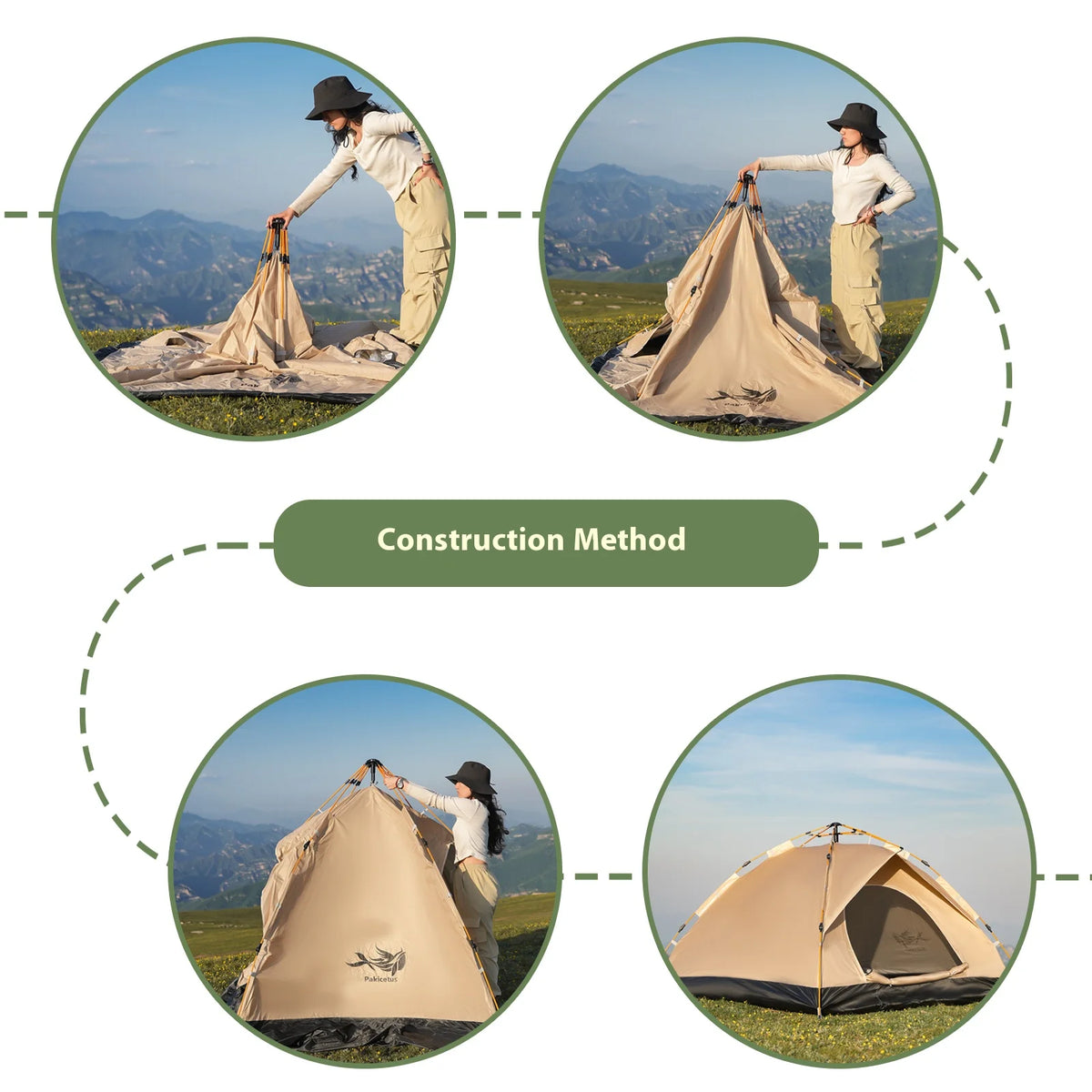 Pakicetus Automatic Pop Up Camping Tent Quick Setup Lightweight Shelter
