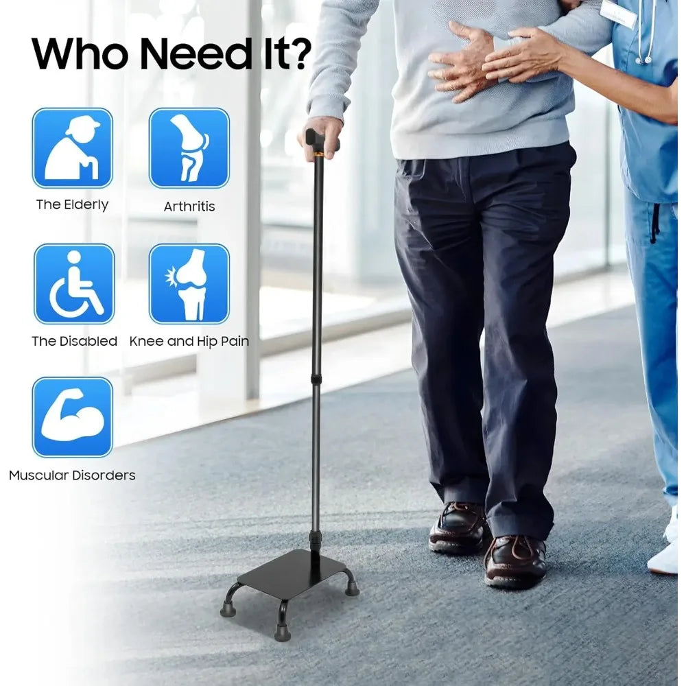 Aluminum Four Leg Stair Climbing Mobility Cane With Adjustable Support
