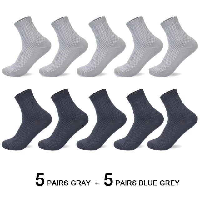 Men's Bamboo Fiber Socks 10 Pairs Pack Comfort Crew Length