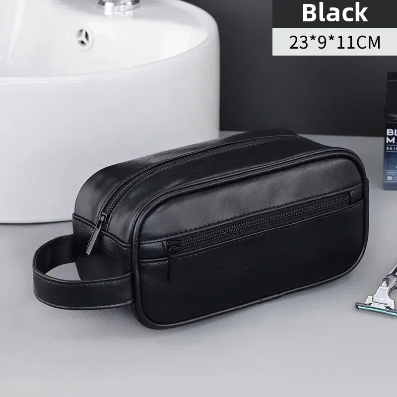 Durable Pu Leather Travel Toiletry Bag With Multiple Compartments