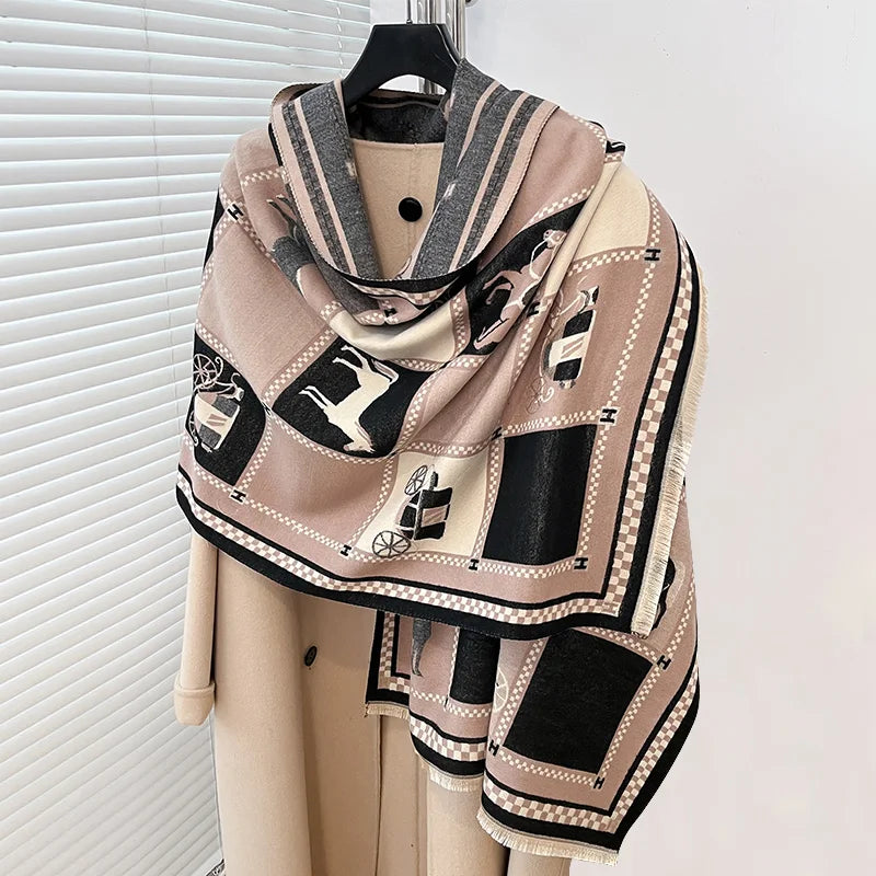 Irojeff Soft Women Horse Print Winter Scarf Shawl Wraps