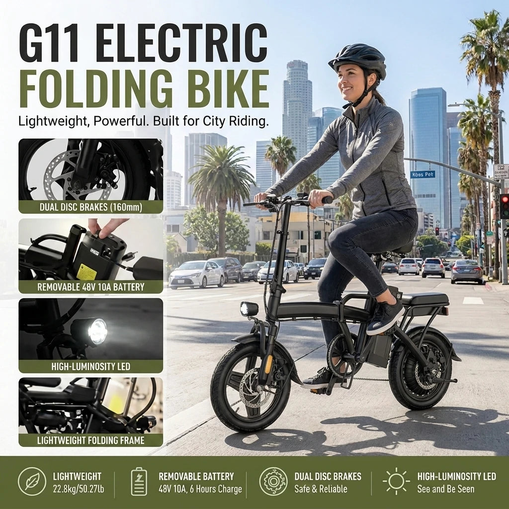 G11 Folding Electric Bike With 500W Motor And Disc Brakes