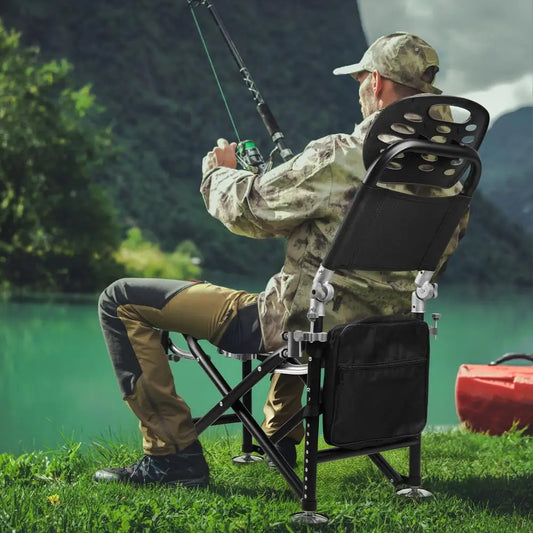 Foldable Fishing Deck Chair With Adjustable Backrest